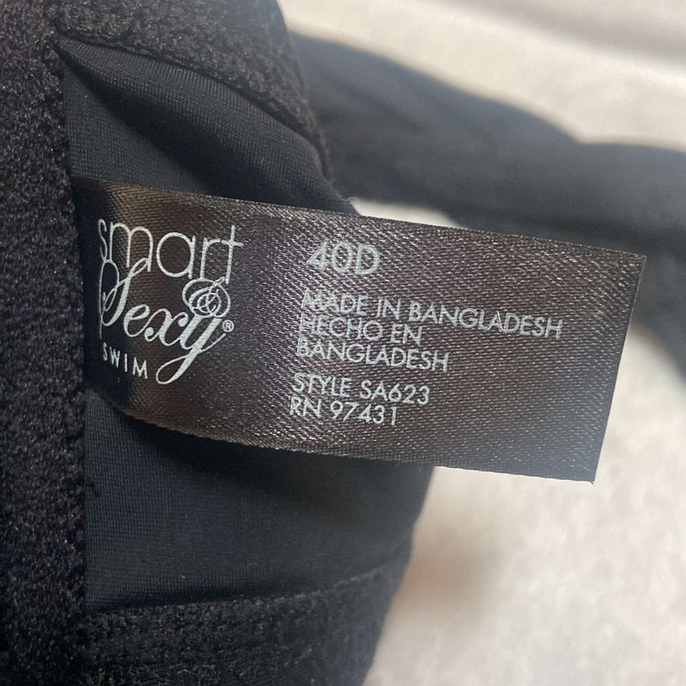SMART & SEXY SWIM Size 40D NWT Bathing Suit Top Black Lace Beautiful - Picture 7 of 11